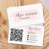 Logo script roze borstelharen make-up qr code visitekaartje