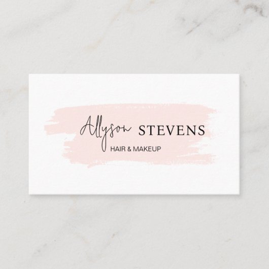 Logo script roze borstelharen make-up qr code visitekaartje (Voorkant)