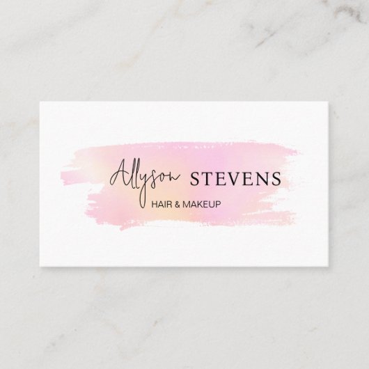 Logo script roze regenbooghaar make-up qr code visitekaartje (Voorkant)