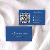 Logo script wit blauw haar make-up QR code Visitekaartje