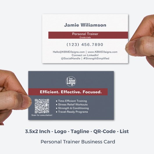 Logo Services Grey Red Accent Personal Trainer Visitekaartje