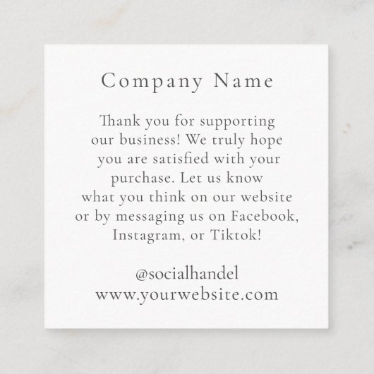 Logo Sieraden Display Kaart (Achterkant)