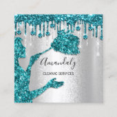 Logo Silver Diamond Maid House Cleaning Services Vierkante Visitekaartje (Voorkant)