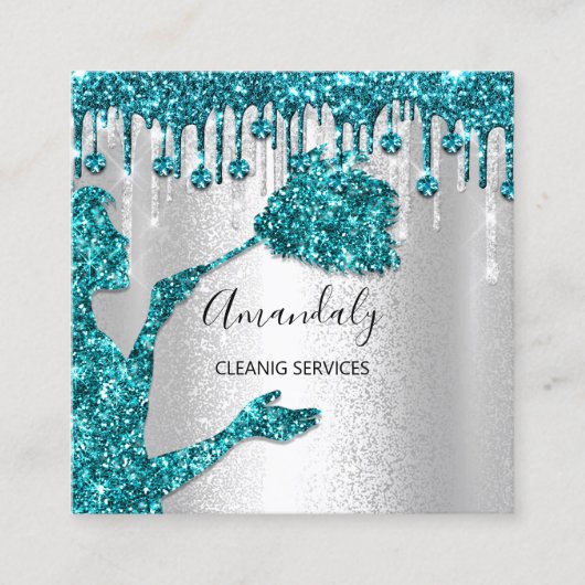 Logo Silver Diamond Maid House Cleaning Services Vierkante Visitekaartje (Voorkant)
