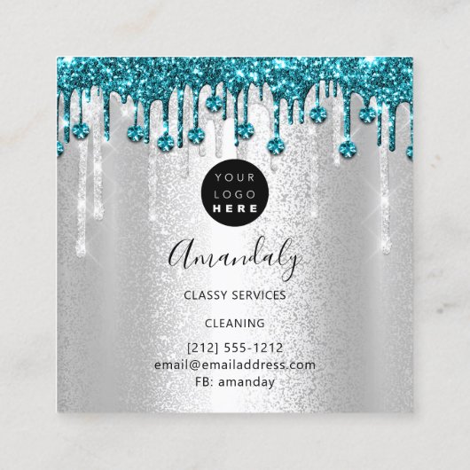 Logo Silver Diamond Maid House Cleaning Services Vierkante Visitekaartje (Achterkant)