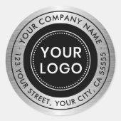 Logo Silver gradiënt bedrijfsterugkeeradres Ronde Sticker (Voorkant)