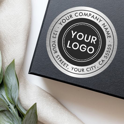 Logo Silver gradiënt bedrijfsterugkeeradres Ronde Sticker