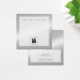 Logo Silver Ice Faux Metallic Earring Display Card Vierkante Visitekaartjes