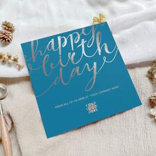 Logo Silver Script met Blauwgroen blauwe verjaarda Kaart