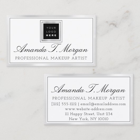 Logo Silver White Wedding Event Planner Visitekaartje (Voorkant / Achterkant)