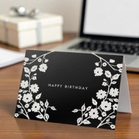Logo Simple Black White Folk Flowers Verjaardag
