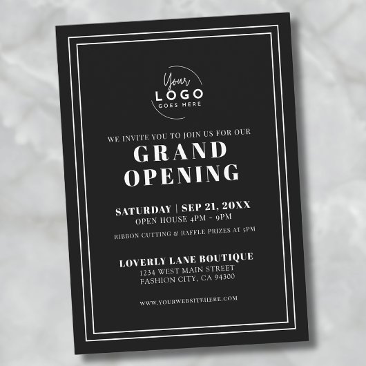 Logo Simple Business Opening Party Kaart