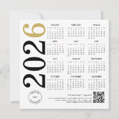Logo Simple Corporate QR Code 2026 Kalender Feestdagenkaart (Achterkant)