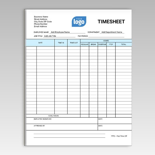 Logo Simple Employee Business Time Sheet Notepad Notitieblok