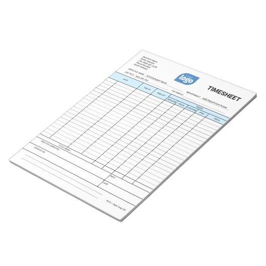 Logo Simple Employee Business Time Sheet Notepad Notitieblok (Schuin)