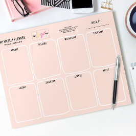 Logo Simple Girly Blush Pink Weekly Planner Notitieblok