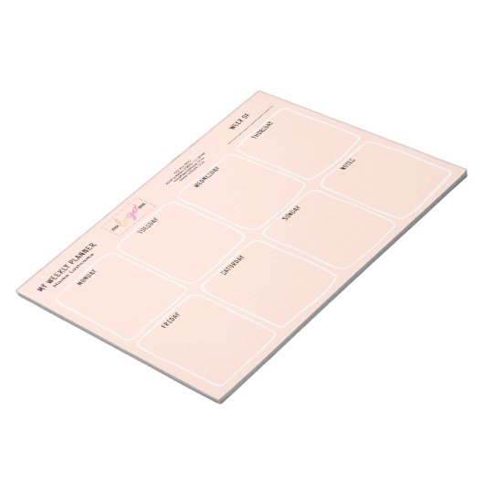 Logo Simple Girly Blush Pink Weekly Planner Notitieblok (Schuin)
