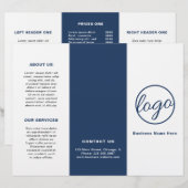 Logo Simple Navy Blue Trifold Brochure (Voorkant / Achterkant)