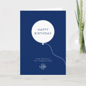 Logo Simple Navy Blue White Balloon Verjaardag Kaart (Voorkant)