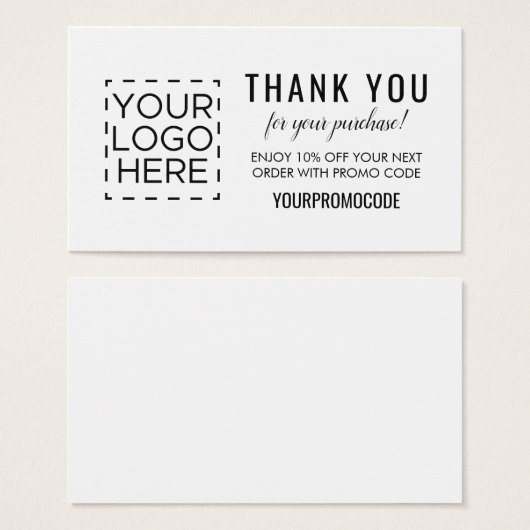 Logo Simple Promo Code Coupon Discount Card Visitekaartje (Voorkant /achterkant)