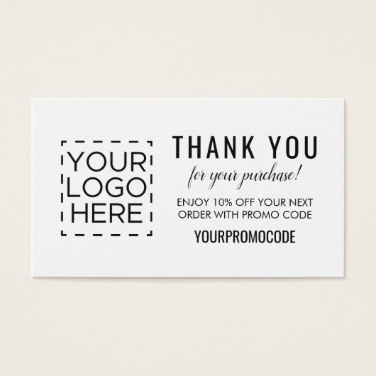 Logo Simple Promo Code Coupon Discount Card Visitekaartje (Voorkant)