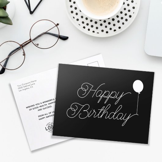 Logo Simple Script Black Business Happy Birthday Briefkaart