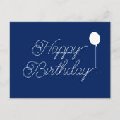 Logo Simple Script Navy Blue Business Birthday Briefkaart (Voorkant)