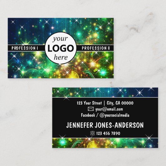 Logo Sjabloon Galaxy Stars Magic Energetic Sparkle Visitekaartje (Voorkant / Achterkant)