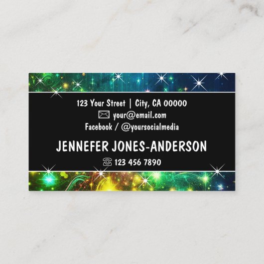 Logo Sjabloon Galaxy Stars Magic Energetic Sparkle Visitekaartje (Achterkant)