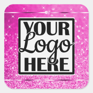 Logo Sjabloon Girly Pink Glitter Sparkle Stars Vierkante Sticker