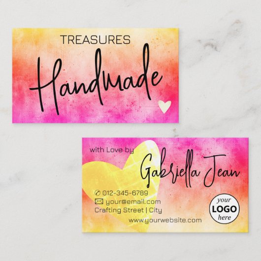 Logo Sjabloon Handgemaakte Ambachten Rainbow Distr Visitekaartje (Voorkant / Achterkant)