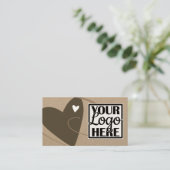 Logo Sjabloon Kraft papier bruin liefde hart ambac Visitekaartje (Staand voorkant)