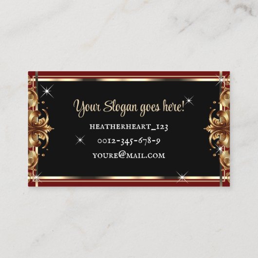 Logo Sjabloon Luxe Chique Goud Rood Rose Bloem Visitekaartje (Achterkant)