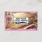 Logo Sjabloon Luxe chique gouden roze rozenbloem Visitekaartje (Voorkant)