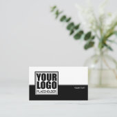 Logo Sjabloon Minimalistisch zwarte witte streep Visitekaartje (Staand voorkant)