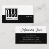 Logo Sjabloon Minimalistisch zwarte witte streep Visitekaartje (Voorkant / Achterkant)