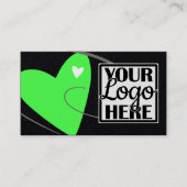 Logo Sjabloon Neon Groene Liefde Hart voor Crafter Visitekaartje (Voorkant)