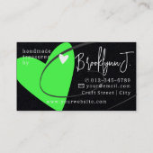 Logo Sjabloon Neon Groene Liefde Hart voor Crafter Visitekaartje (Achterkant)
