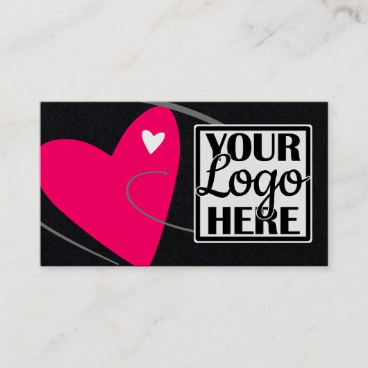 Logo Sjabloon Neon Pink Love Heart voor Crafters Visitekaartje (Voorkant)