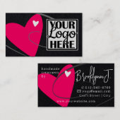Logo Sjabloon Neon Pink Love Heart voor Crafters Visitekaartje (Voorkant / Achterkant)