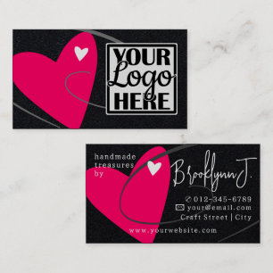 Logo Sjabloon Neon Pink Love Heart voor Crafters Visitekaartje