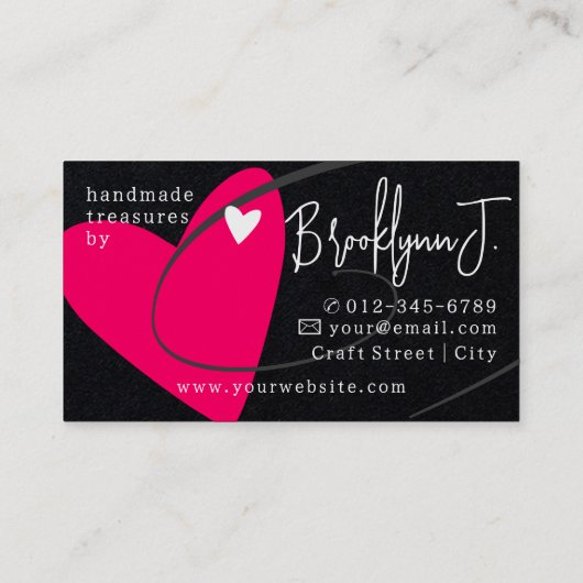 Logo Sjabloon Neon Pink Love Heart voor Crafters Visitekaartje (Achterkant)