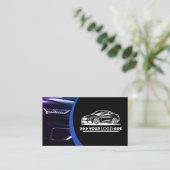 Logo Sjabloon Paarse Auto Service Auto Detailing Visitekaartje (Staand voorkant)