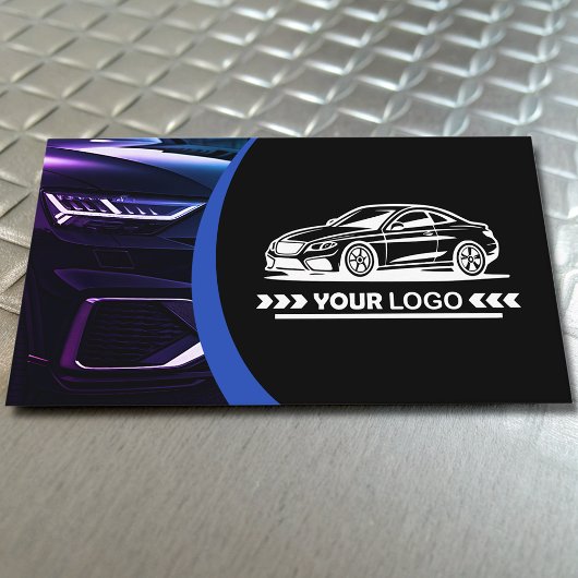 Logo Sjabloon Paarse Auto Service Auto Detailing Visitekaartje