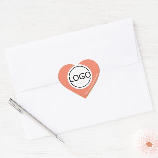 Logo Sjabloon Pastel Peach Yellow Aangepaste Verpa Hart Sticker (Envelop)