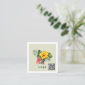 Logo Sjabloon QR-code Vierkante Visitekaartje (Staand voorkant)