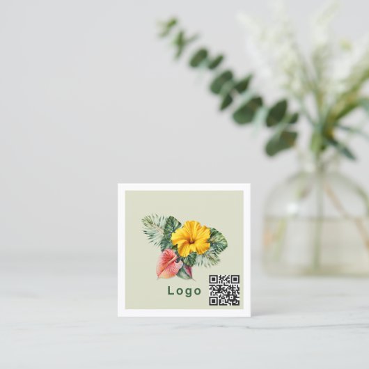 Logo Sjabloon QR-code Vierkante Visitekaartje (Staand voorkant)