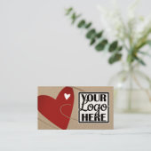 Logo Sjabloon rood kraft papier liefde hart crafte Visitekaartje (Staand voorkant)
