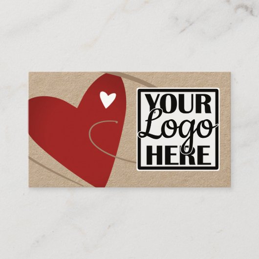 Logo Sjabloon rood kraft papier liefde hart crafte Visitekaartje (Voorkant)