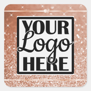 Logo sjabloon roze goud glitters glinsterende ster vierkante sticker